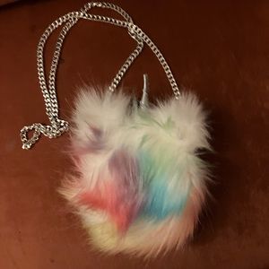 Rainbow fluffy kids purse. Children’s place unicorn purse.